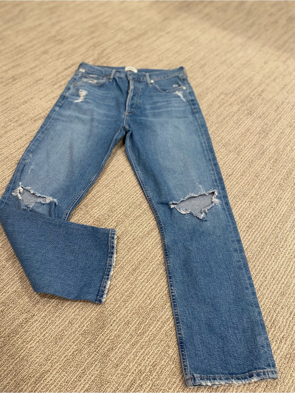Citizens Of Humanity Medium Blue Distressed Straight Jeans